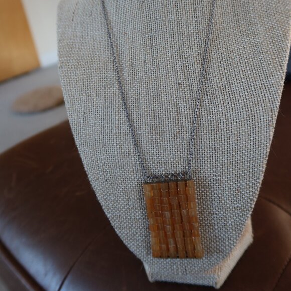 Orange aventurine quartz beads&sterling silver Sherzada necklace pendant 15"-18" - Picture 2 of 16